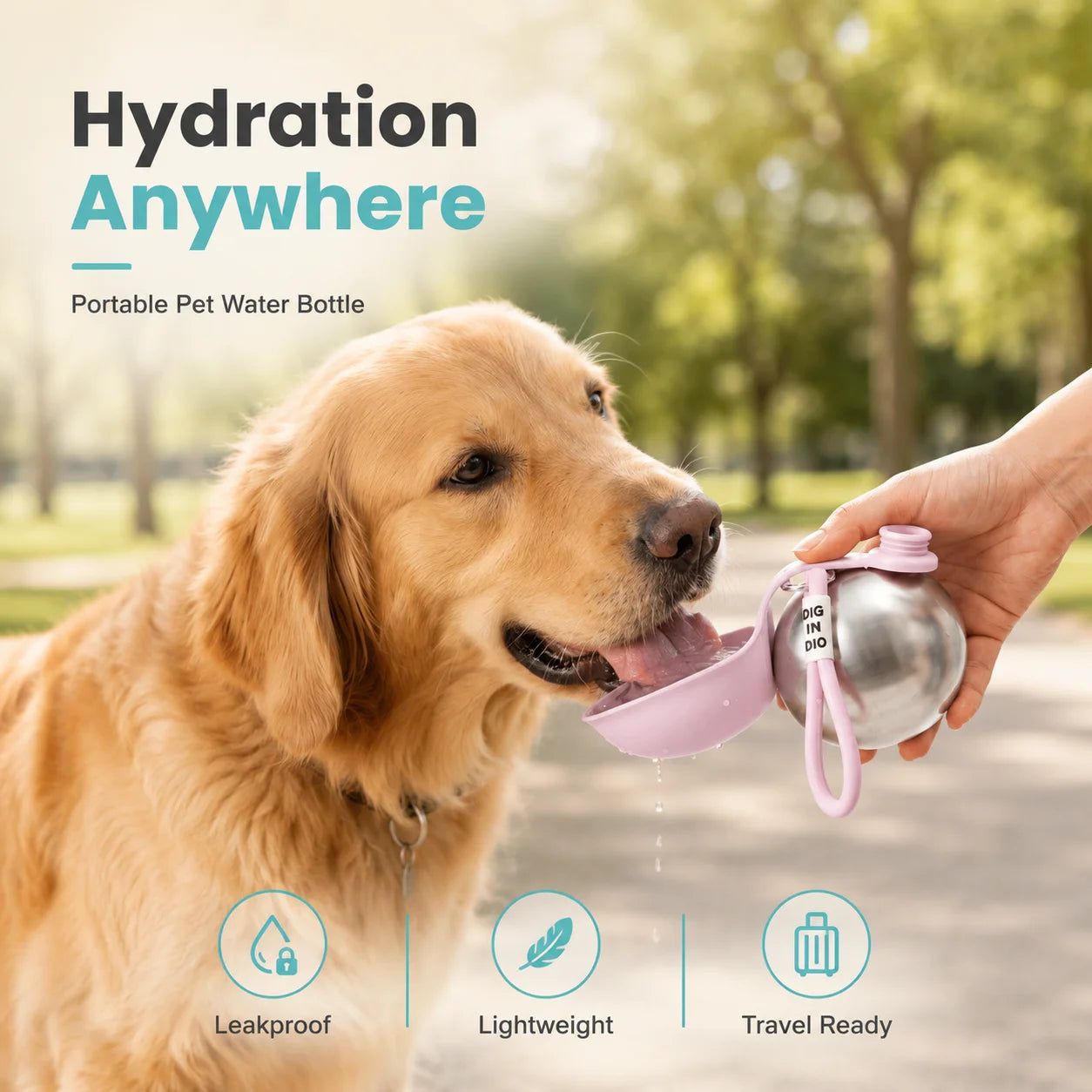 Barkbly™ Insulated Dog Water Bottle with Collapsible Silicone Bowl